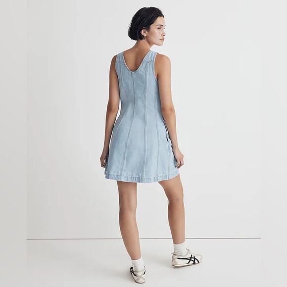 Madewell Denim Sleeveless Seamed Mini Dress Women’s Size 10 - Picture 2 of 9